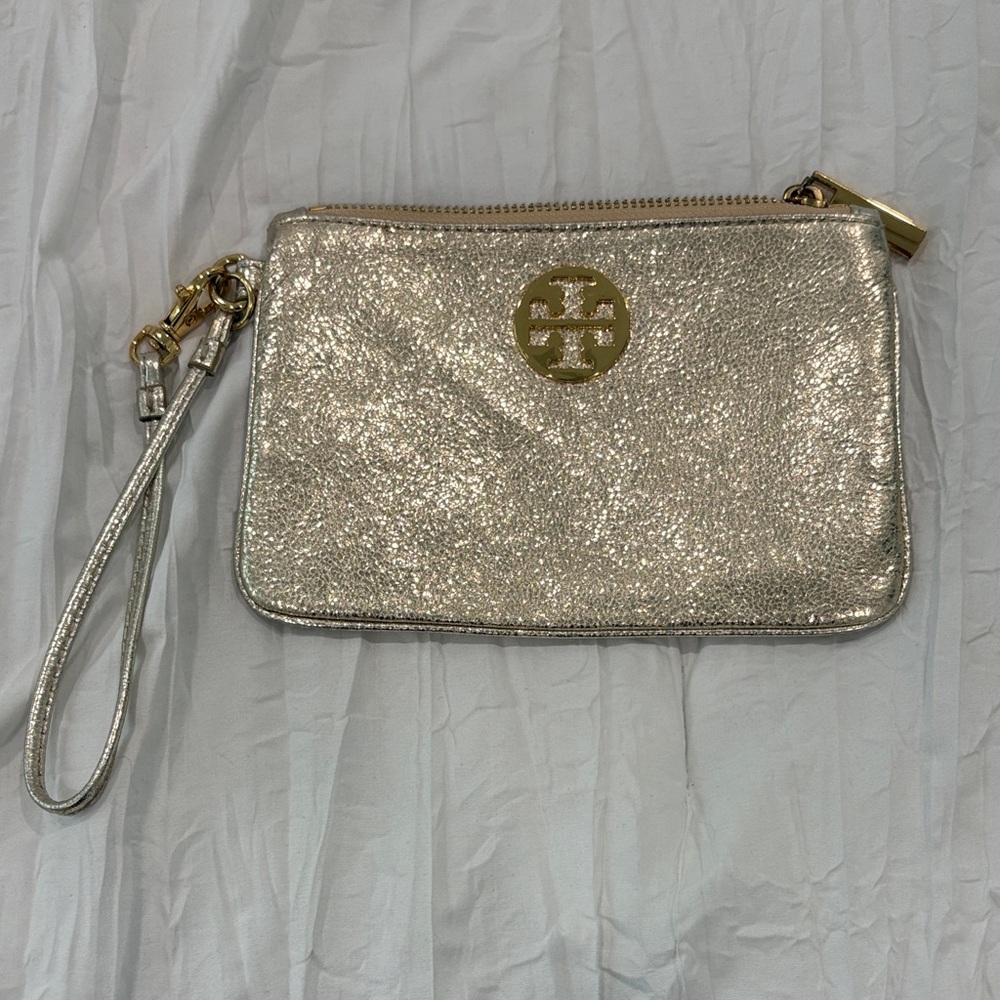 Tory Burch Metallic Gold Wristlet